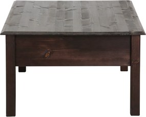 Тъмнокафява масичка за кафе от масивен бор с 2 чекмеджета Linda - Støraa