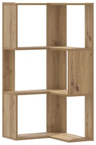 852599 vidaXL Ъглова етажерка 3 нива дъб артизан 50x50x102 см инженерно дърво