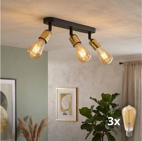 LED точково осветително тяло TOP 3xE27/15W/230V черно/златно