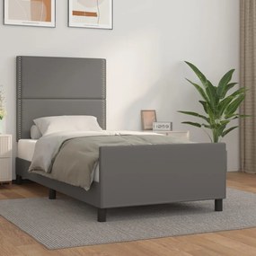 3125498 vidaXL Рамка за легло с табла, сива, 100x200 см, изкуствена кожа