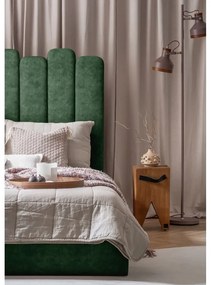 Зелено тапицирано двойно легло с място за съхранение и решетка160x200 cm Dreamy Aurora - Miuform