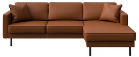 Ъглов диван от кафява кожа (десен ъгъл) Kobo - MESONICA