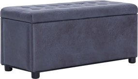 281376 vidaXL 281376  Storage Ottoman 87,5 cm Grey Faux Suede Leather