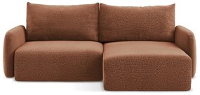 Разтегателен ъглов диван с място за съхранение в тухлен цвят (десен ъгъл) Kalena – Makamii