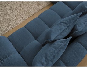 Тъмносин шенилов сгъваем/с място за съхранение ъглов диван (ляв ъгъл/L форма) Everest – Bobochic Paris