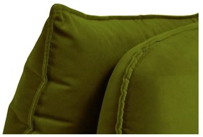 Ъглов диван от зелено кадифе с черни крака, десен ъгъл Lento - Kooko Home