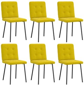 3315434 vidaXL Трапезни столове, 6 бр, жълти, кадифе