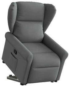 3303375 vidaXL Изправящ реклайнер стол, тъмносив, текстил