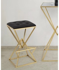 Черен/в златист цвят тапициран бар стол (височина на седалката 75 cm) Piramid – Mauro Ferretti