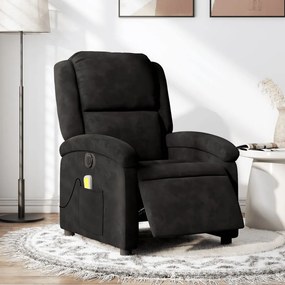 3204295 vidaXL Електрически масажен реклайнер стол, черен, кадифе