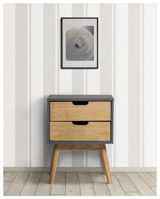 Сиво-кафяво нощно шкафче, изработено от масивна борова дървесина Baku - Marckeric