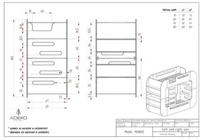 Двуетажно легло с място за съхранение 90x200 cm в естествен цвят Mundo - Adeko