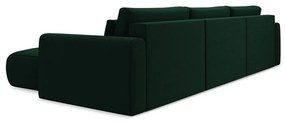 Зелен кадифен разтегателен ъглов диван с място за съхранение (U форма) Kapua – Makamii