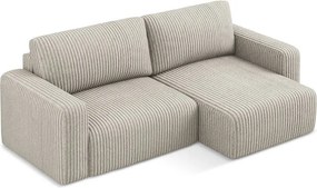 Бежов сгъваем/с място за съхранение ъглов диван от рипсено кадифе (десен ъгъл) Kona – Makamii