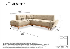Тюркоаз разтегателен ъглов диван (ляв ъгъл) Dazzling Daisy – Miuform