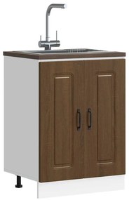 853444 vidaXL Шкаф за мивка, Kalmar, кафяв дъб, 60x46x81,5см, инженерно дърво