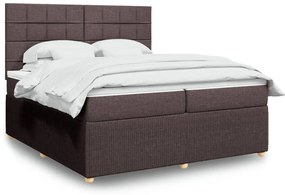 3292166 vidaXL Боксспринг легло с матрак, тъмнокафяво, 200x200 см, плат