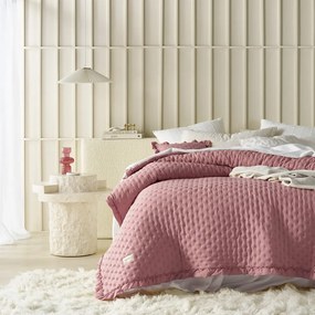 Розова покривка за легло Molly с волан 240 x 260 cm