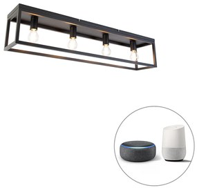 Интелигентен таванен аплик черен 99,5 см с 4 Wifi A60 - Cage