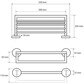 Черна месингова етажерка за кърпи, широчина 55 cm X-Round - Sapho