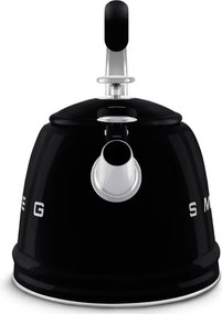 Свирещ чайник Smeg CKLW2001BL,  2.3 л, Индукция, Ненагряваща се дръжка, Стомана, Черен