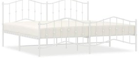 373862 vidaXL Метална рамка за легло с горна и долна табла, бяла, 193x203 см