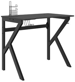 325400 vidaXL Гейминг бюро с K-образни крака, черно, 90x60x75 см