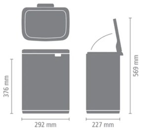 Кош за боклук Brabantia Bo Small 1006636, 12 л, Безшумно и плавно отваряне, Инокс