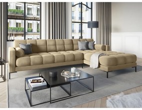 Бежов ъглов диван от кадифе , десен ъгъл Bali - Cosmopolitan Design