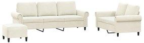 3202268 vidaXL Комплект дивани от 3 части с възглавници, кремав, кадифе