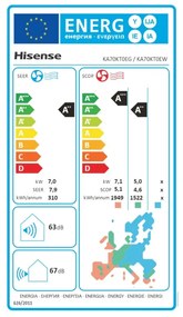 Инверторен климатик Hisense Energy SE KA70KT0E, 24000 BTU, А++/А++, До 38 m2, Самодиагностика, Тих режим, Бял