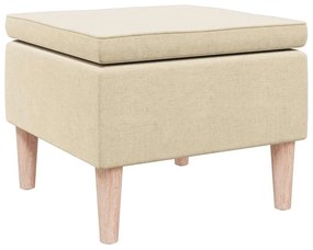 329455 vidaXL Табуретка с дървени крака, кремава, текстил