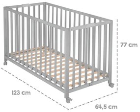 Сиво сгъваемо легло на колела 60x120 cm Fold up - Roba