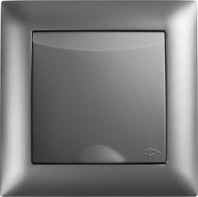 Единичен контакт със заземяване и капаче с рамка OSTE JNH005-G Grey