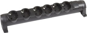 Legrand 694610  Разклонител 6х2P+E без кабел, немски стандарт, Черен - 694610