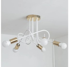 Плафонна лампа OXFORD 5xE27/15W/230V златисто/бяло