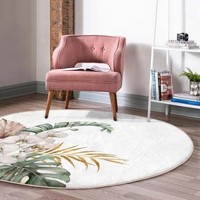 Кремав кръгъл килим подходящ за пране и за прахосмукачки роботи ø 100 cm Comfort – Mila Home