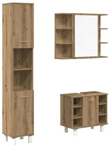 3328570 vidaXL Комплект мебели за баня от 3 части Дъб артизан инженерно дърво