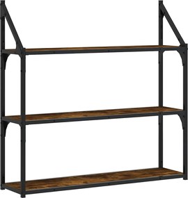 835456 vidaXL Стенен рафт на 3 нива опушен дъб 80x21x78,5 см инженерно дърво