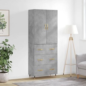 3195831 vidaXL Висок шкаф, бетонно сив, 69,5x34x180 см, инженерно дърво