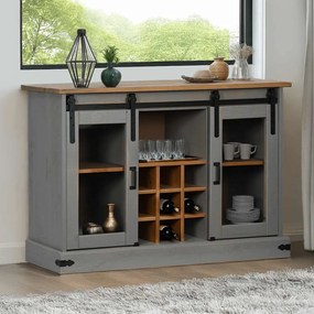 4018427 vidaXL Шкаф HALDEN 2 плъзгащи се врати сив 112x40x80 cm
