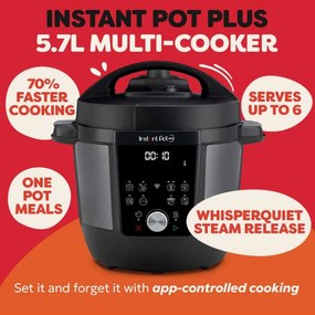 Мултикукър Instant Pot Plus 60 WiFi, 1000W, 5.7 л, 9 програми, WiFi управление, LCD дисплей, Неръждаема стомана, Черен