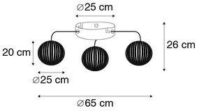 Модерен плафон черен 3-светлинен - Zoë
