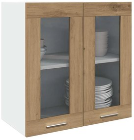 856168 vidaXL Кухненски стенен шкаф "Lyon" със стъклена врата, цвят Artisan Oak, 60x31x60 см