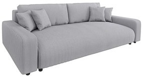 Светлосив разтегателен диван с място за съхранение от рипсено кадифе 234 cm Sara – Ropez