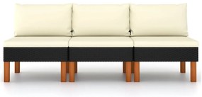 315768 vidaXL Средни дивани, 3 бр, полиратан и евкалиптово дърво масив