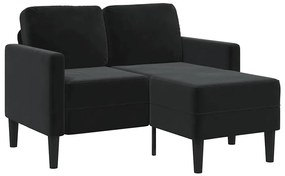 4107073 vidaXL Двуместен диван с шезлонг, L-образен, черен, 125 см, кадифе