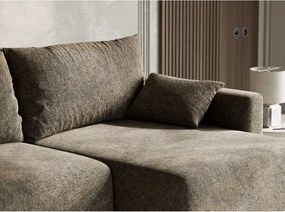 Кафяв шенилов сгъваем/с място за съхранение ъглов диван (десен ъгъл) Leon – Maison de Rêve