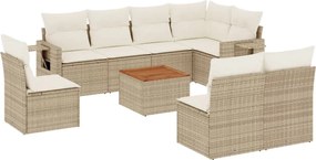 3224602 vidaXL Градински комплект диван с възглавници 9 части бежов полиратан