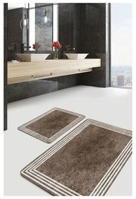Кафяво-сиви кадифени килими за баня в комплект от 2 бр. 60x100 cm – Mila Home